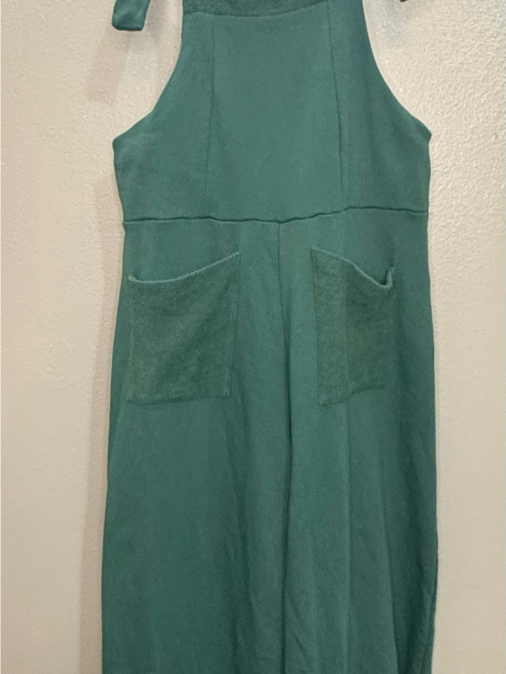 Teal Green Sleeveless Pocket wide leg overalls
